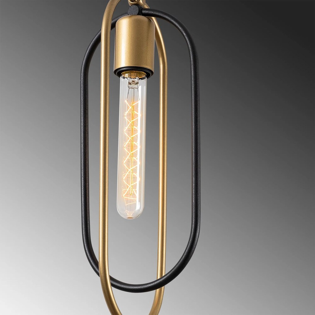 Candeeiro Suspenso Cerco – Preto e Dourado – 14 x 8 cm