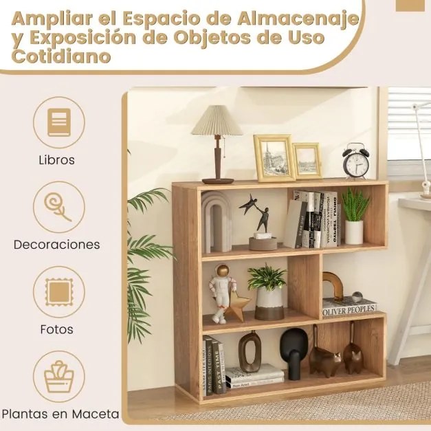 Estante Aberta 84 x 29,5 x 83,5 cm com 3 Prateleiras Estante Livros Sala Quarto Estúdio Escritório Natural