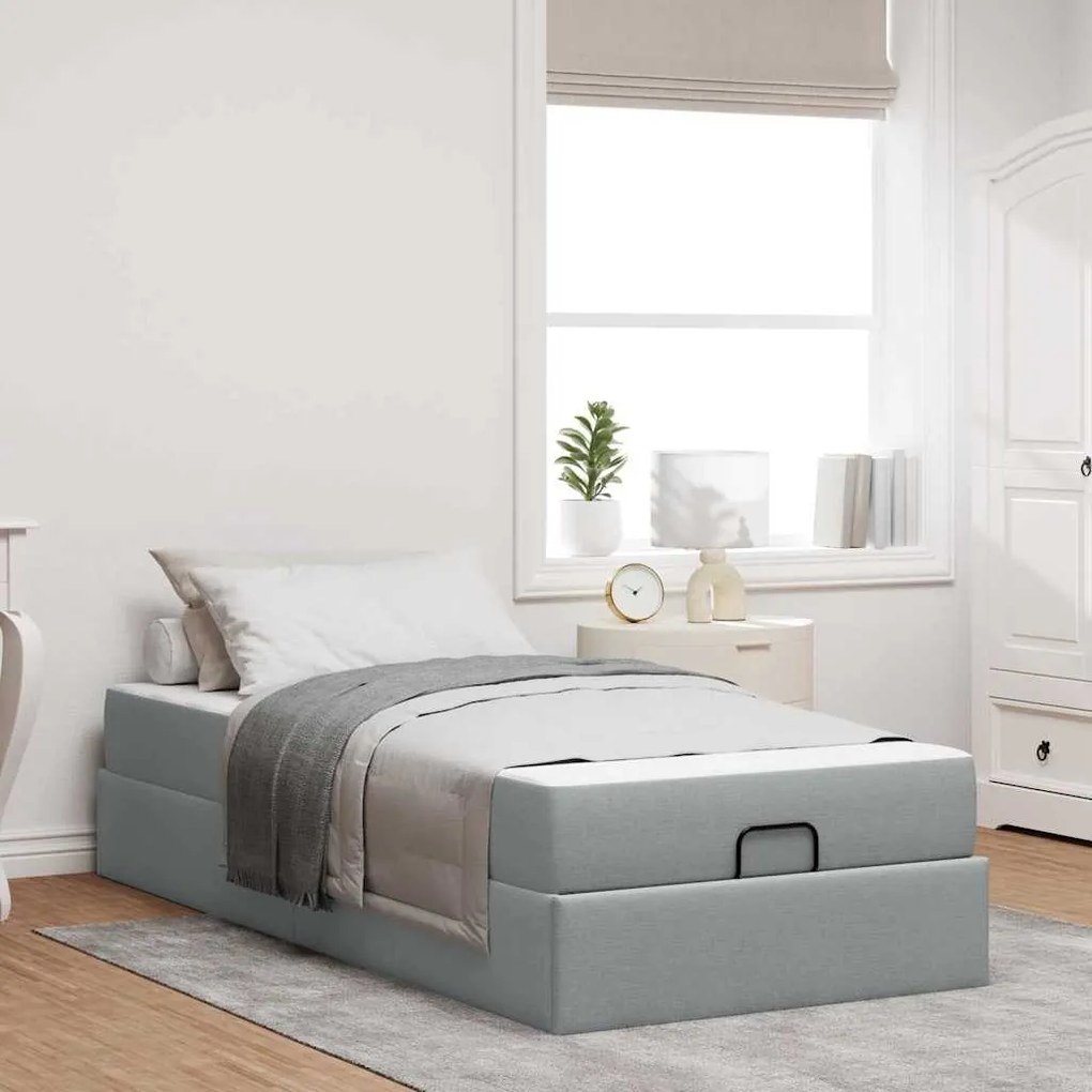 vidaXL Estrutura da Cama Cinzento-claro 100 x 200 cm tecido