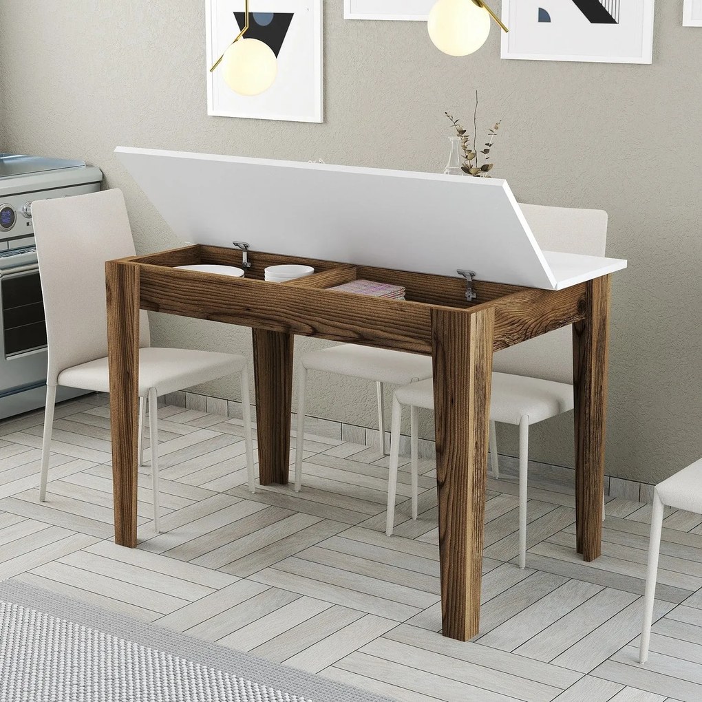 Mesa de Cozinha Kiev – Nogueira/Branco – 110x75x72 cm