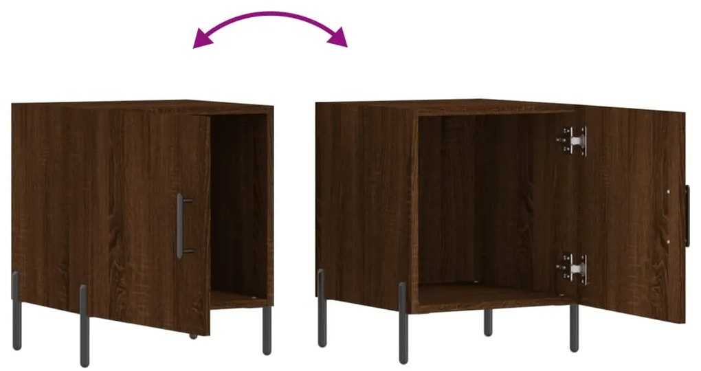 Mesa cabeceira 2pcs 40x40x50cm deriv. madeira carvalho castanho