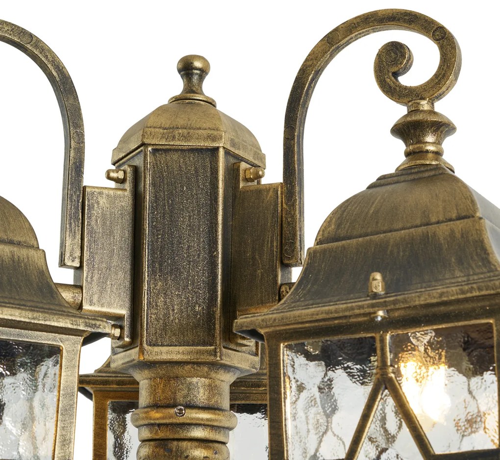 Lanterna de exterior clássica dourada antiga com vidro transparente 198cm IP44 - London Clássico / Antigo