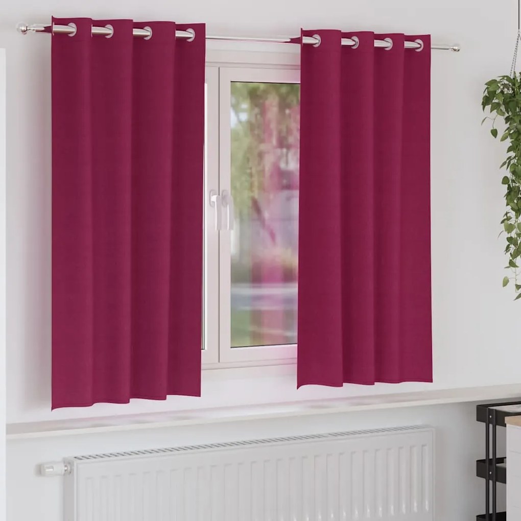 vidaXL Cortinas Blackout com Argolas 2 pcs Vinho Vermelho 175 x 140 cm