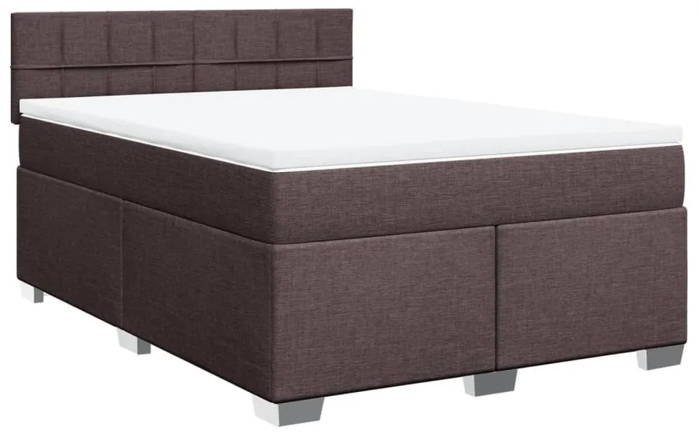 Cama com molas/colchão 140x200 cm tecido castanho-escuro