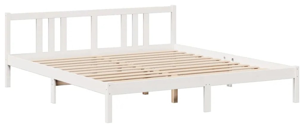 Cama com estante sem colchão 200x200 cm pinho maciço branco