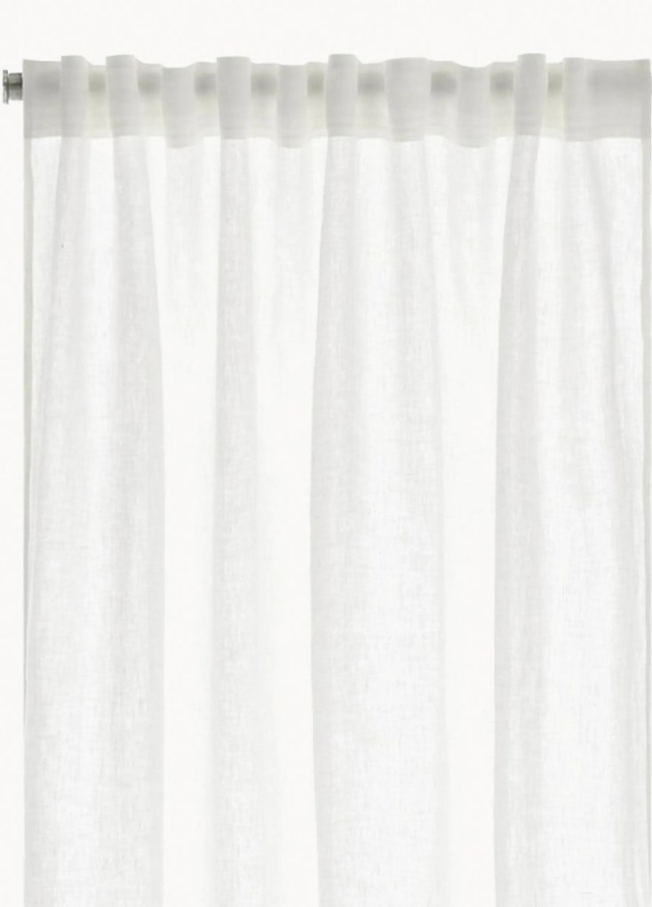 Cortinas semitransparentes de linho com multi-banda Malva, conjunto de 2, L 135 cm