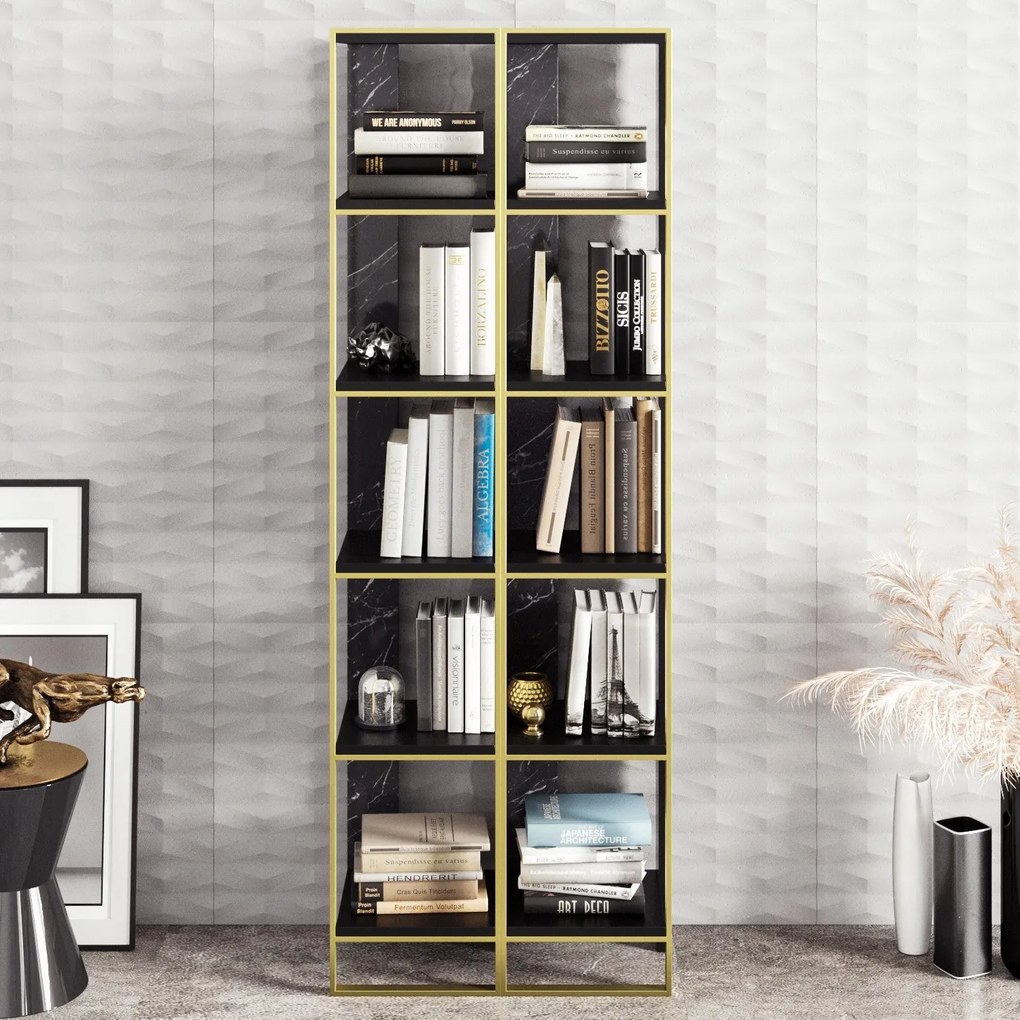Estante Polka – Dourado e Preto – 32,2 x 178,5 x 31,3 cm