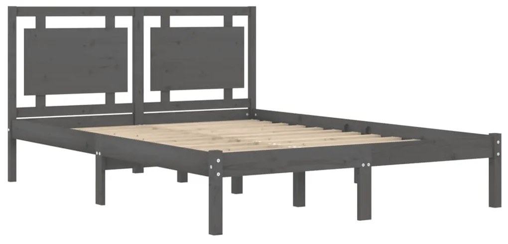 Estrutura de cama king 150x200 cm madeira maciça cinza
