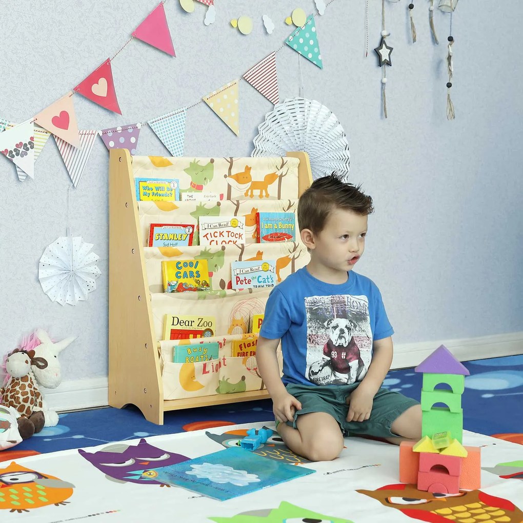 Estante infantil de livros gira para crianças 67 x 74 x 26,5 cm