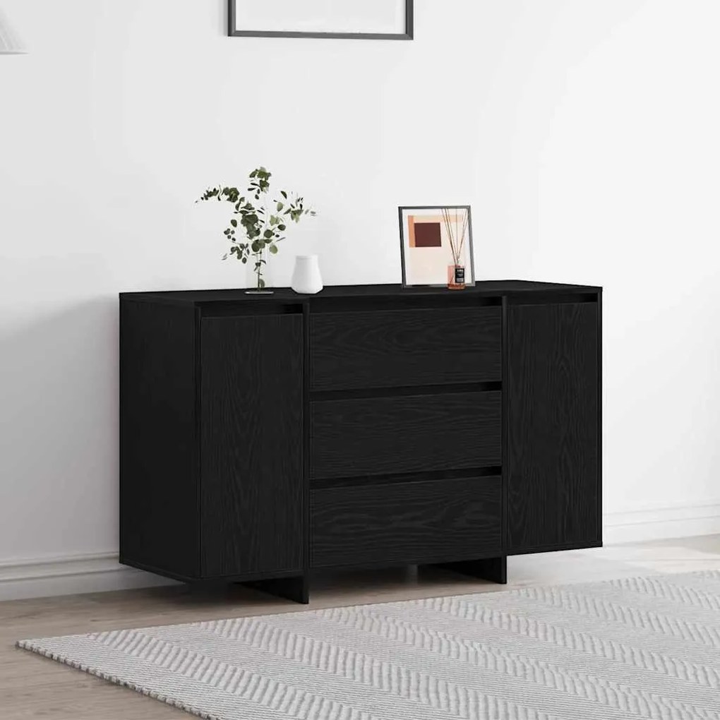 Sideboard Preto Carvalho 120x41x75 cm Madeira de Engenharia