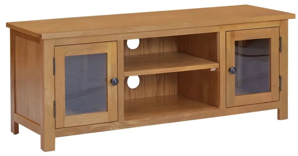 Móvel de TV 110x35x44 cm madeira de carvalho maciça