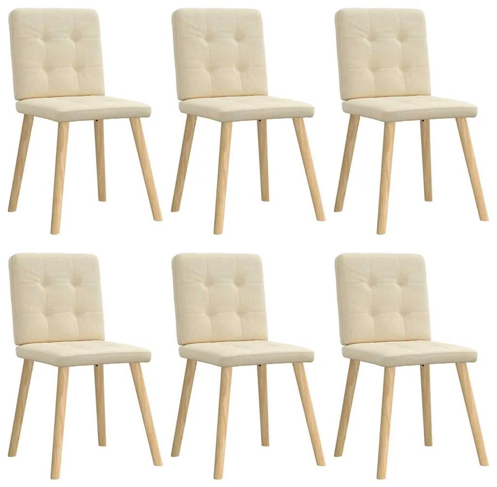 Cadeiras de jantar 6 pcs tecido cor creme