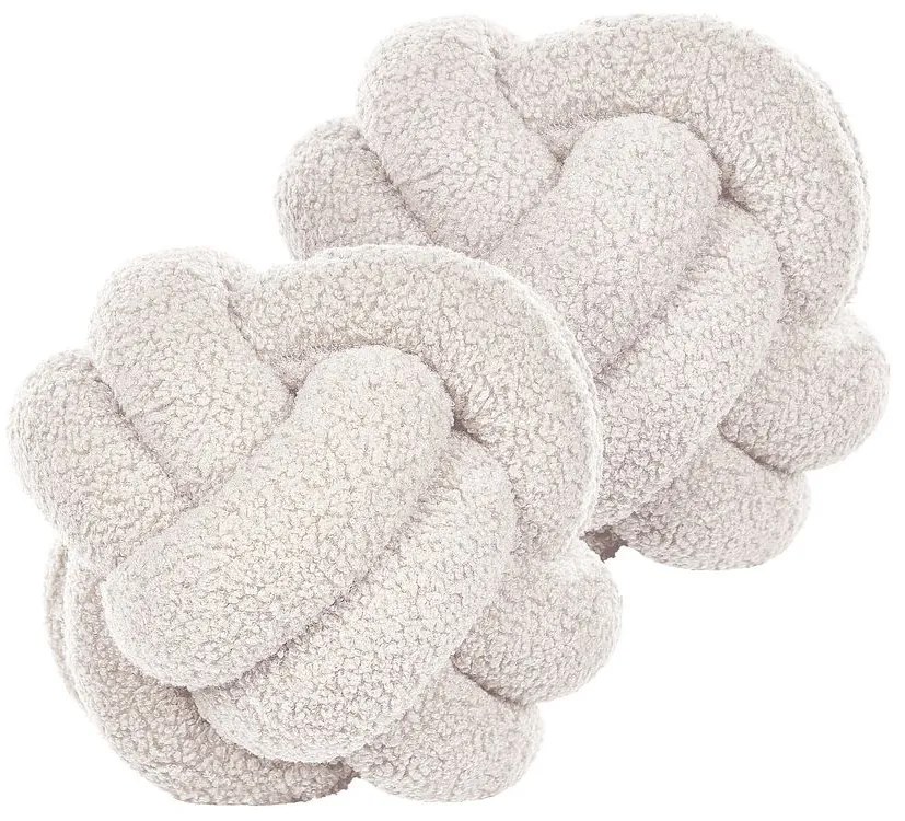 Conjunto de 2 almofadas decorativas com nó em tecido bouclé branco 19 x 19 cm MALNI Beliani