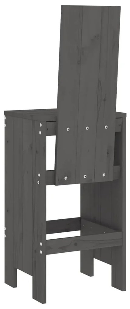 Cadeiras de bar 2 pcs 40x42x120 cm pinho maciço cinzento