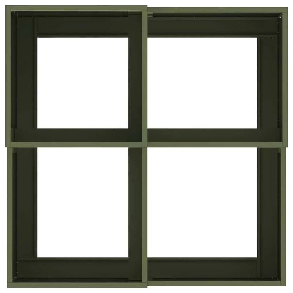 Jardineira vidaXL 80x80x48 cm Verde Oliva Aço