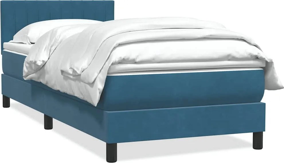 vidaXL Cama com molas/colchão azul-escuro 80x210 cm veludo