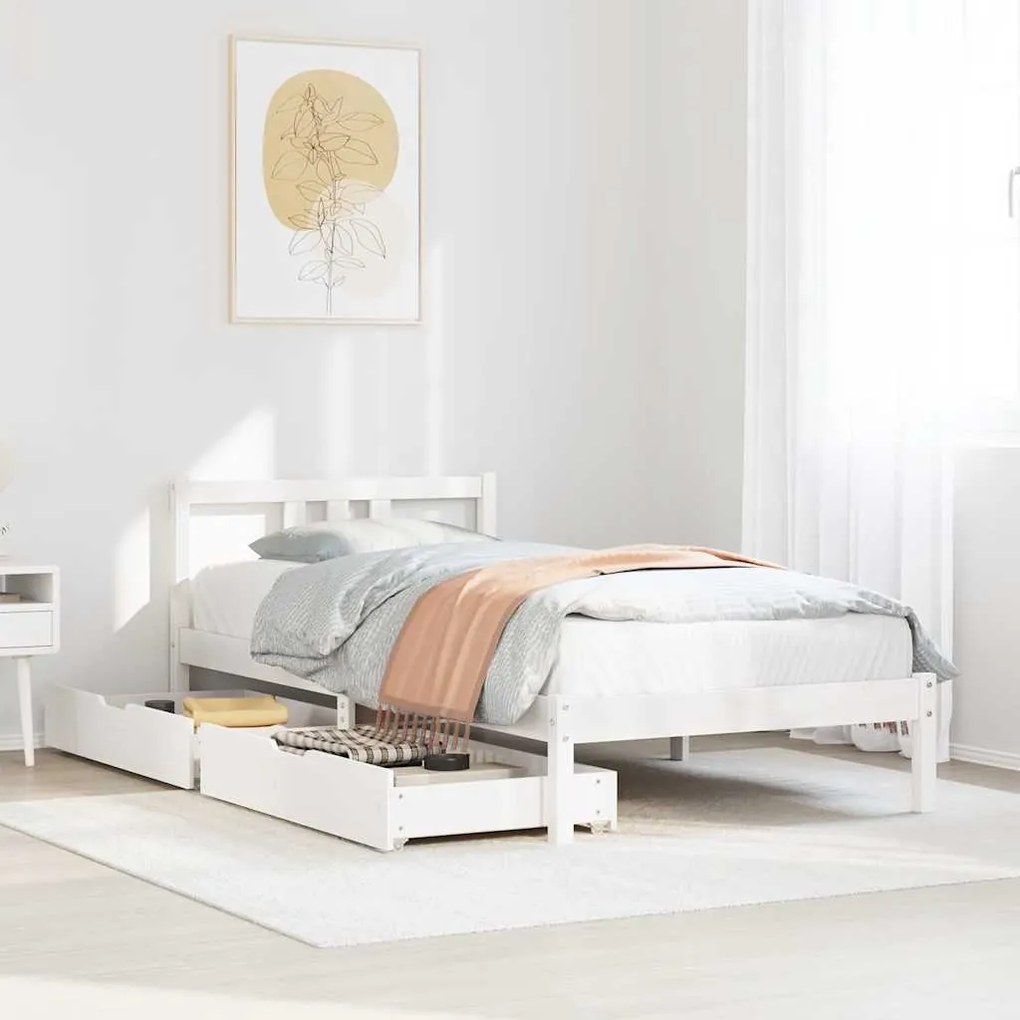vidaXL Cama sem colchão 90x200 cm madeira de pinho maciça branco