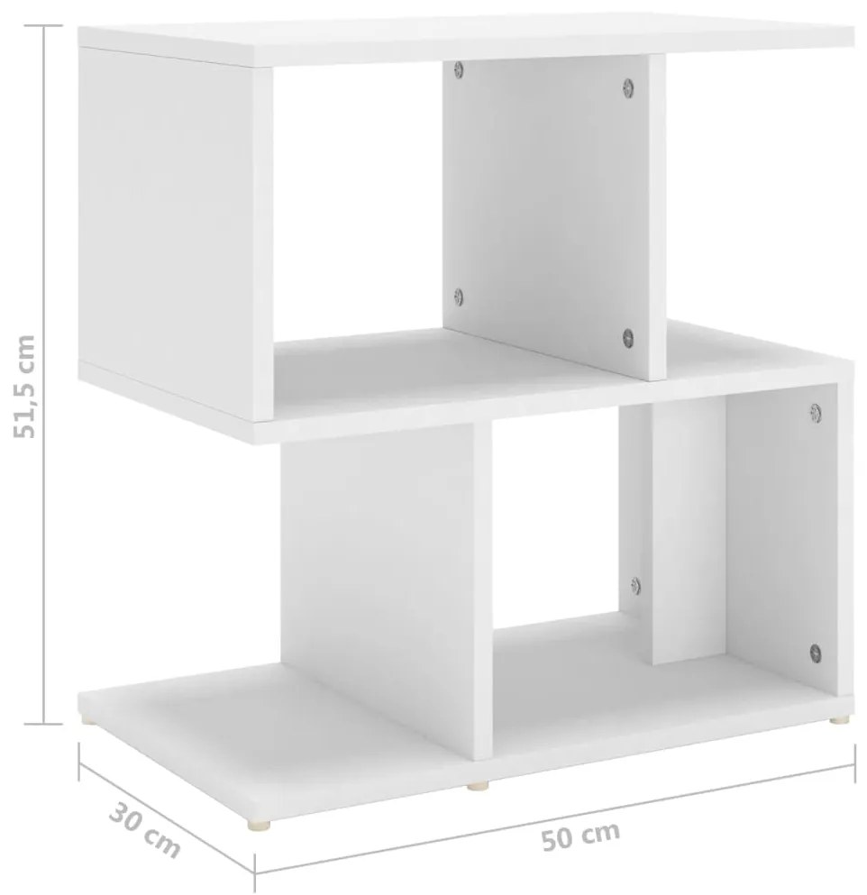 Mesa de cabeceira 50x30x51,5 cm contraplacado branco