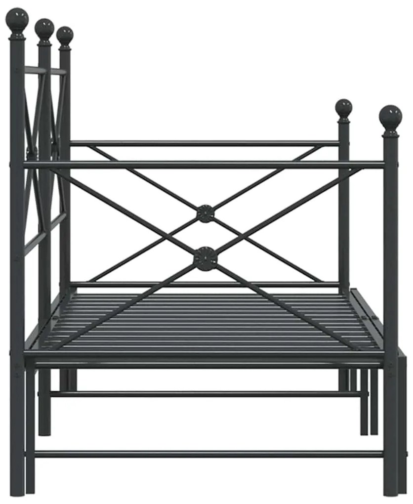 Cama de dia com gavetão sem colchão 80x200 cm aço preto