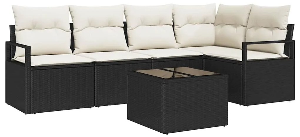 Conjunto de Sofá de Jardim de 5 Peças com Almofadas em Rattan Sintétic