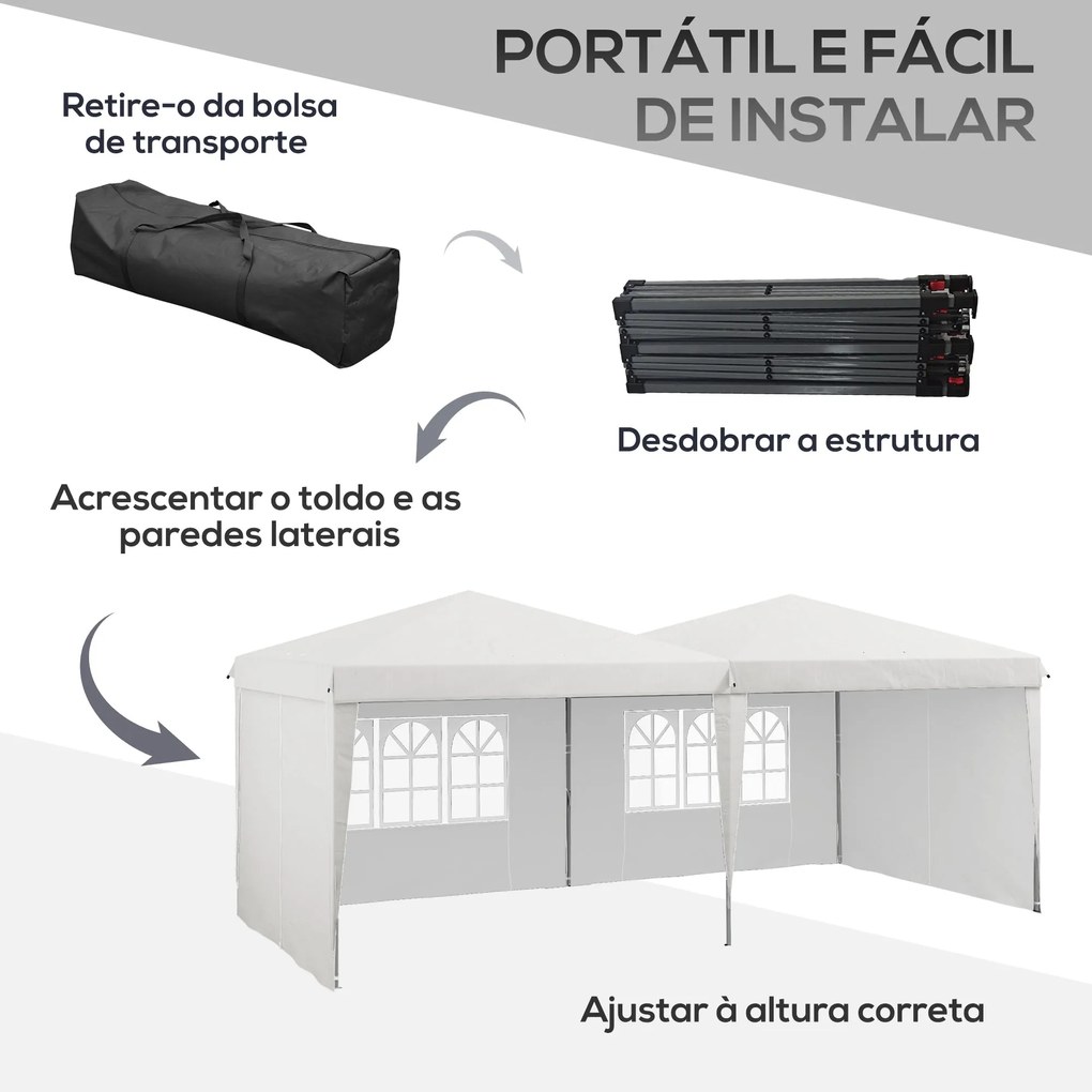 Tenda Dobrável 585x295 cm com Paredes Laterais Tenda para Festas com A