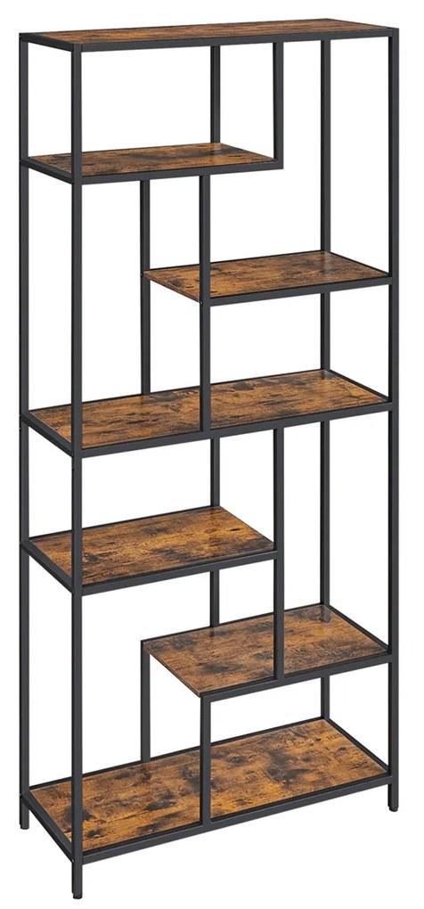 Estante de livros elegante 30 x 80 x 180 cm castanho Vintage-preto