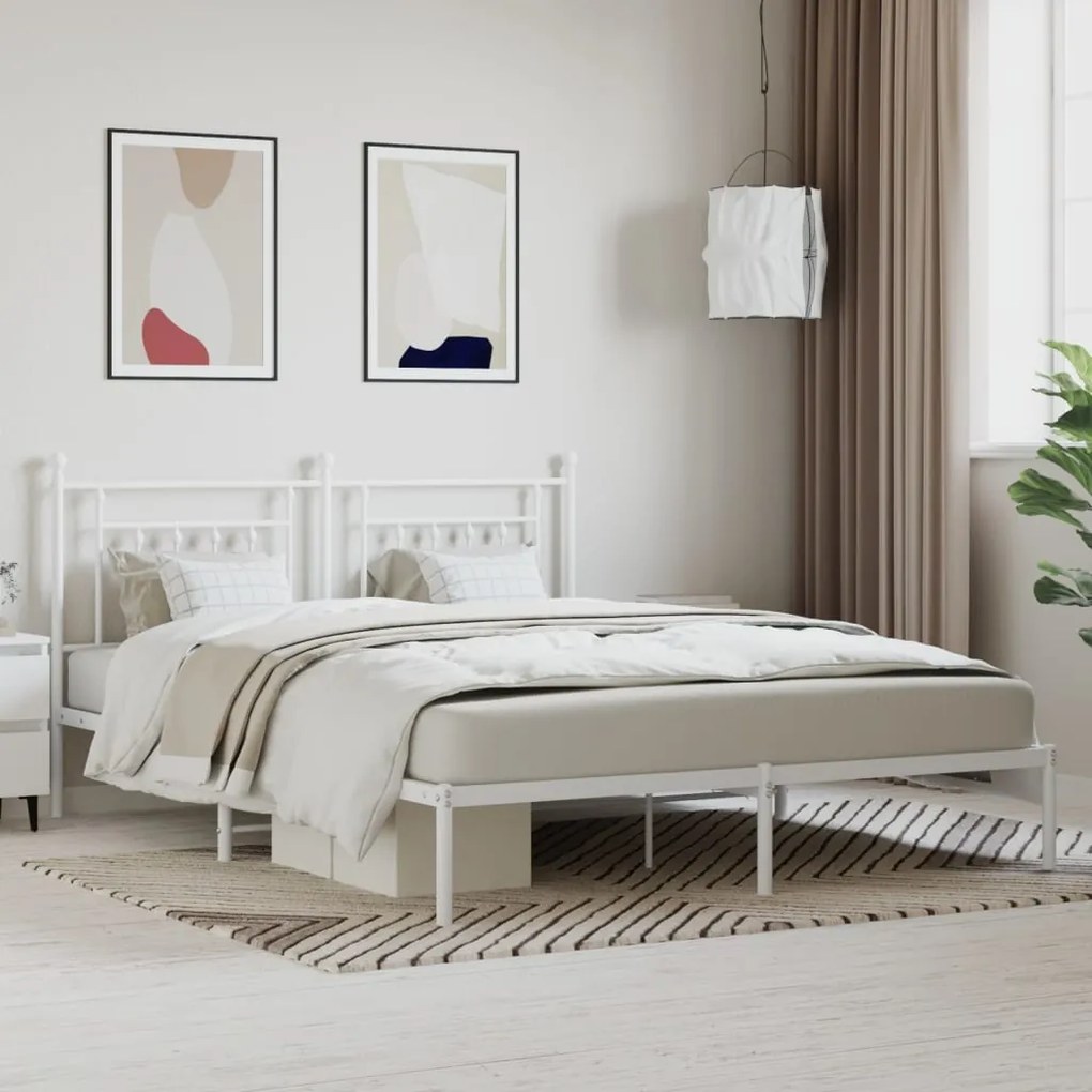 Estrutura de cama com cabeceira 183x213 cm metal branco