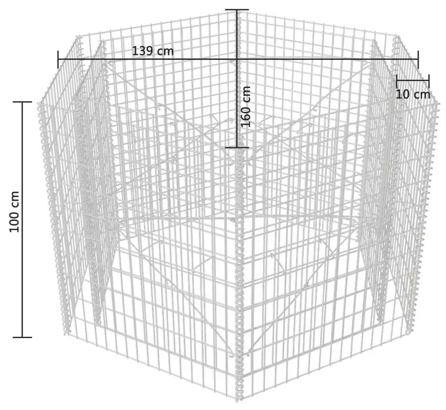 Canteiro elevado/cesto gabião hexagonal 160x140x100 cm