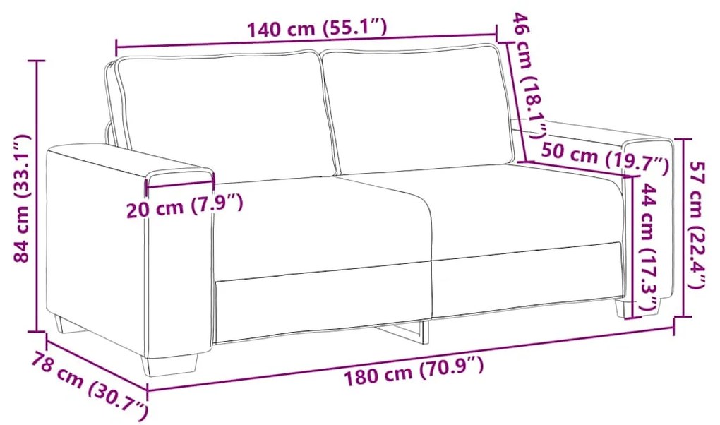 Sofá Loveseat vidaXL Cappuccino 140 cm em Couro Sintético