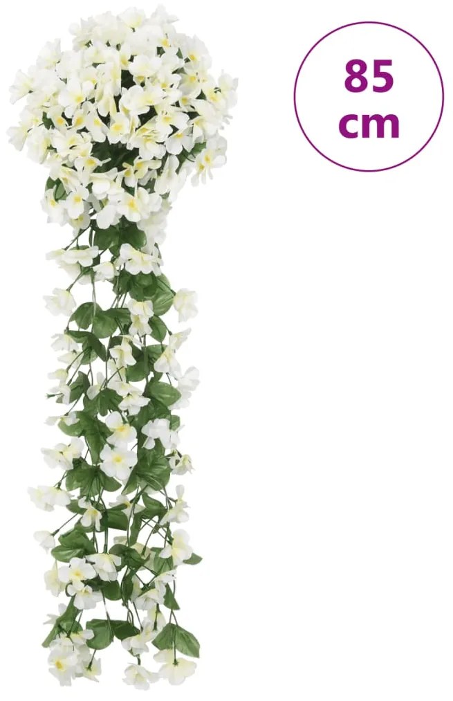 Grinaldas de flores artificiais 3 pcs 85 cm branco