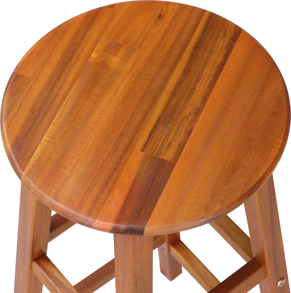 Conjunto de 2 bancos altos bar em madeira de acácia 76x34x34cm Castanho