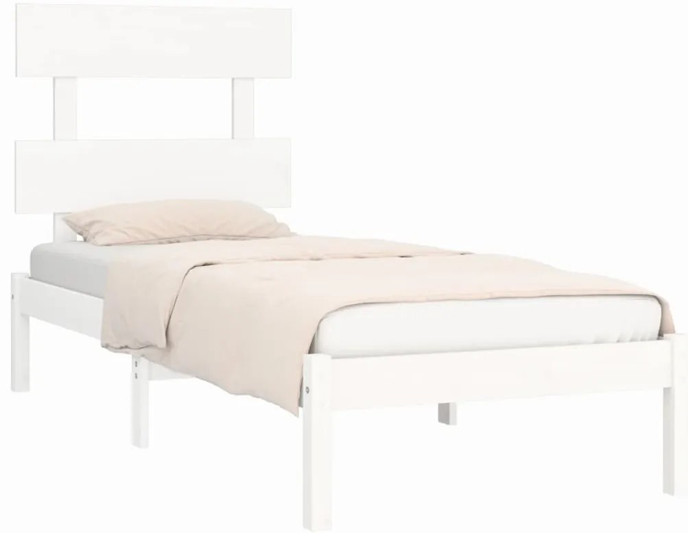 Estrutura de cama solteiro 90x190 cm madeira maciça branco