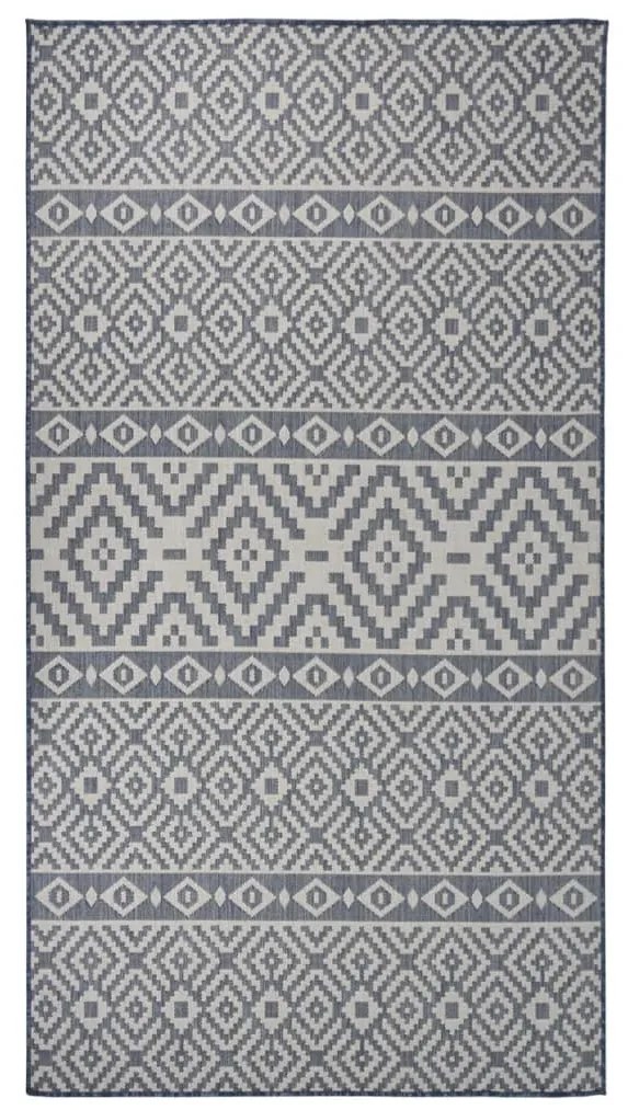 vidaXL Tapete de tecido plano para exterior 80x150 cm riscas azuis