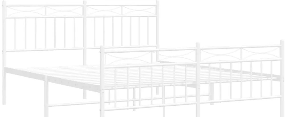 Estrutura de cama com cabeceira e pés 150x200 cm metal branco