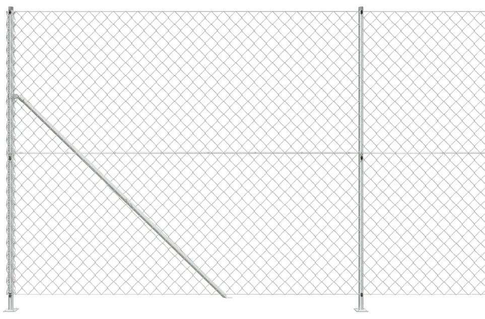 Cerca de arame com flange 1,8x25 m prateado