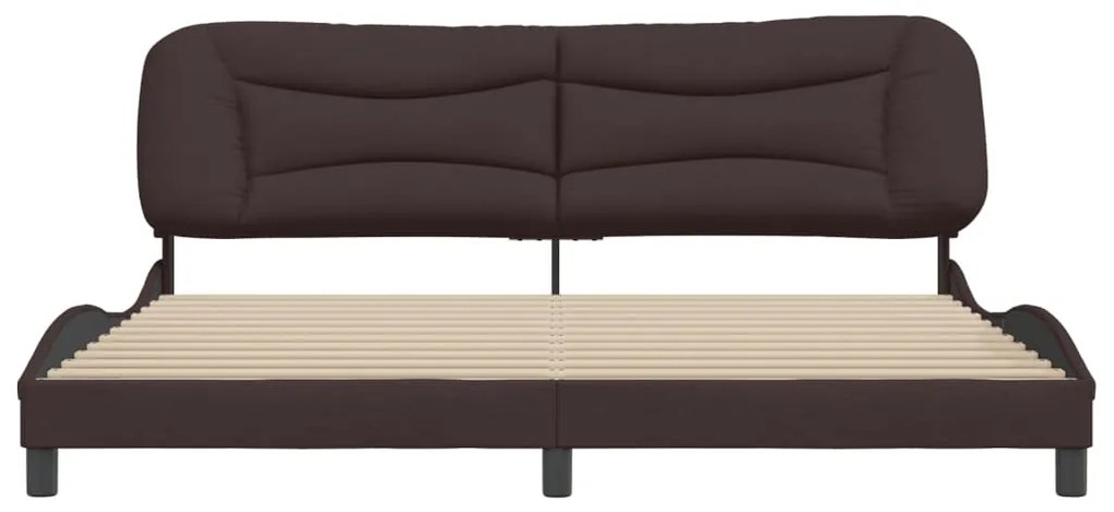 Estrutura de cama sem colchão 200x200 cm tecido castanho-escuro