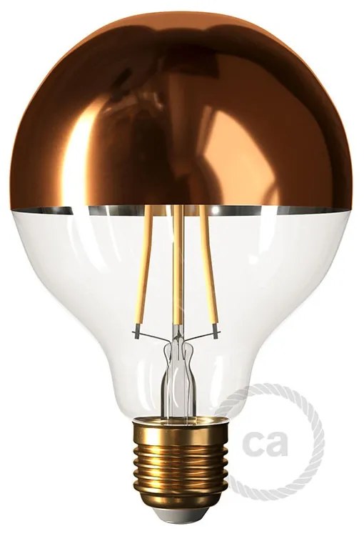Copper half sphere Globe G95 LED light bulb 7W E27 2700K Dimmable