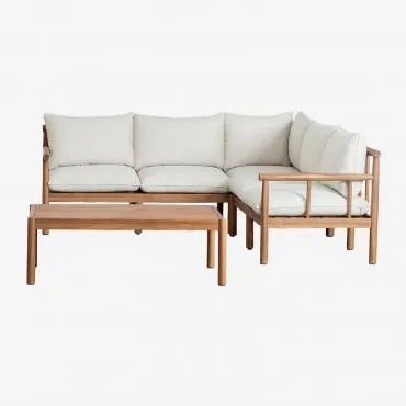 Conjunto De Jardim Com Sofá De Canto Para 5 Lugares E Mesa De Centro Em Madeira De Acácia Melvin Castanho Acácia - Sklum