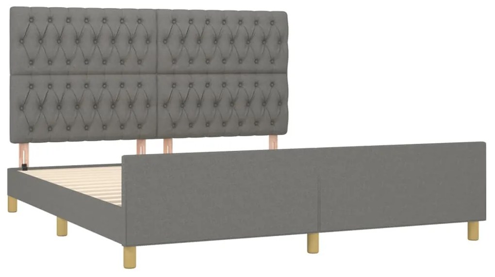 Estrutura de cama sem colchão 180x200 cm tecido cinzento-escuro