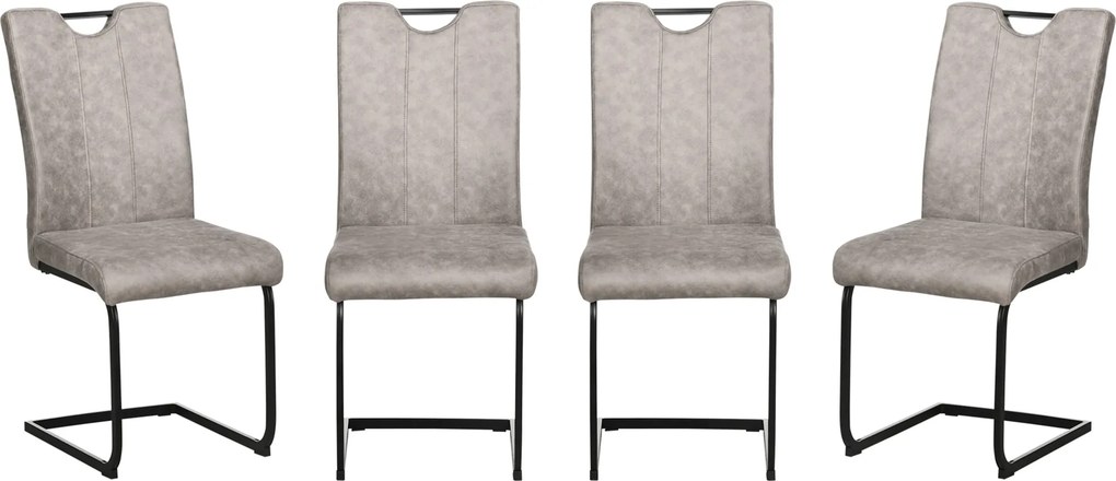 Conjunto de 4 Cadeiras de Sala de Jantar, 43 x 58,5 x 99,5 cm (MESA NÃO INCLUIDA), Revestimento em Microfibra, Castanho