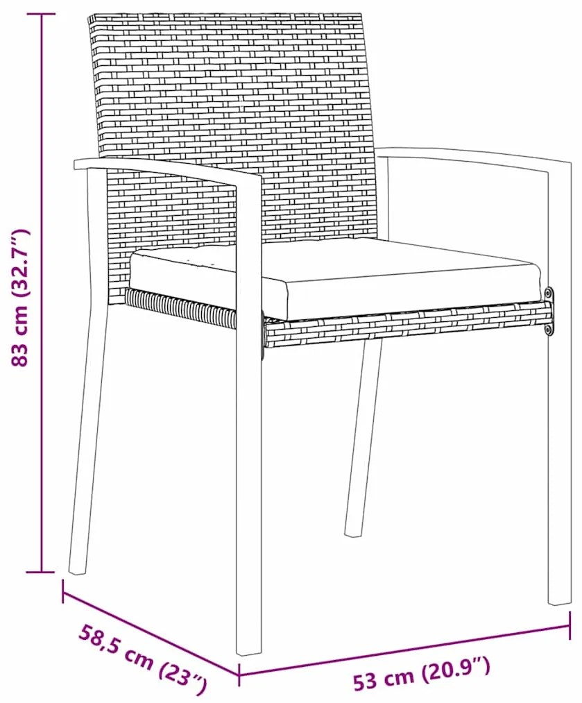 Conjunto de Jantar de Jardim com 7 Peças em Poli Rattan Preto