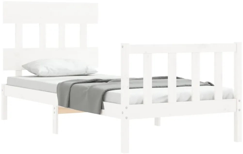 Cama sem colchão 90x200 cm madeira de pinho maciça branco