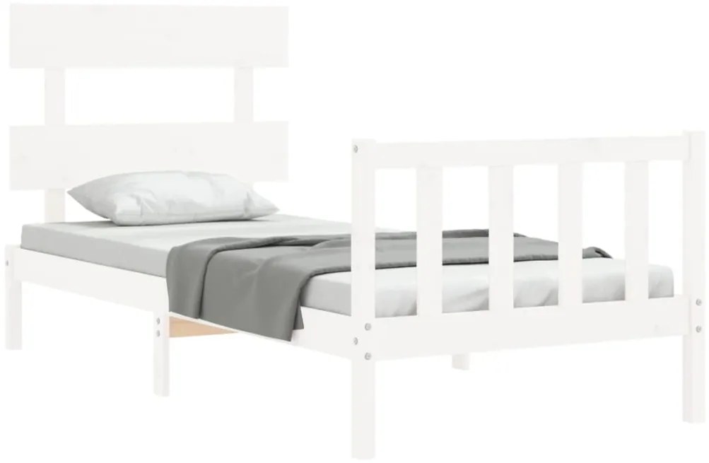 Cama sem colchão 100x200 cm madeira de pinho maciça branco