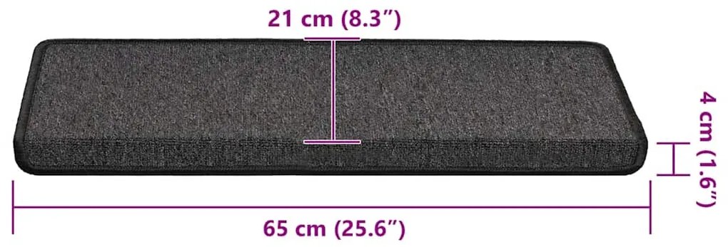 Tapetes de escada 30 pcs 65x21x4 cm antracite
