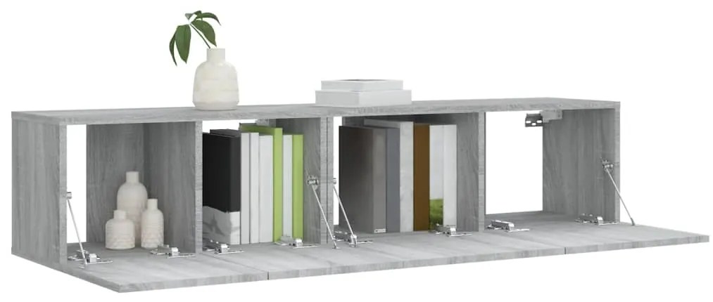 Conjunto móveis de TV 2 pcs madeira processada sonoma cinza