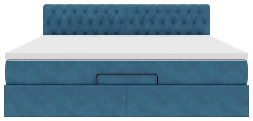 Estrutura de cama otomana com colchão 160x200 cm azul escuro