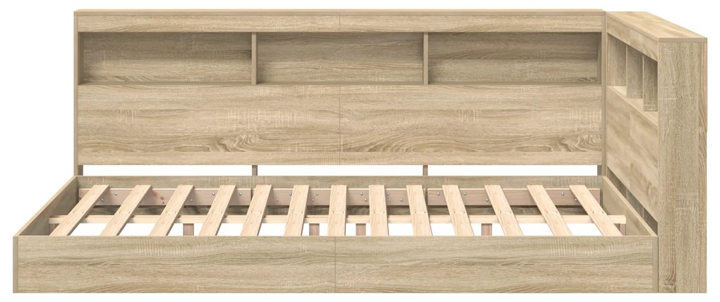 Cama com Estante Carvalho Sonoma 120x190 cm Madeira Engineered.