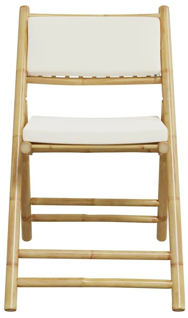 3 pcs conjunto bistrô dobrável c/ almofadões branco nata bambu