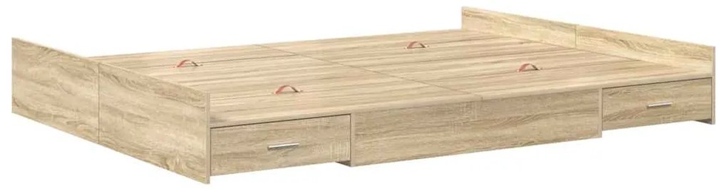Estrado de cama com arrumação Carvalho sonoma 150 x 200 cm
