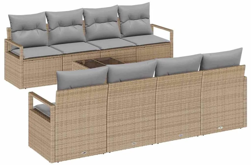 Conjunto de Sofá Jardim vidaXL com Almofadas Bege Polirattan